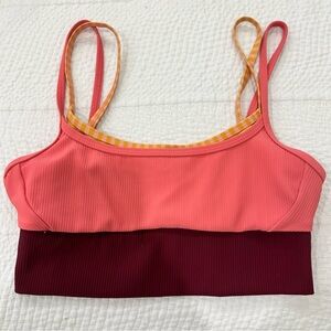 The Upside Pink and Red Sports Bra with Colorblock Design SET